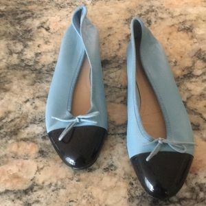 Blue with black cap toe flats